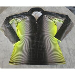 Nike Pro 1/4 Zip Pullover Running Jacket Black Neon‎ Yellow Women's Size XL